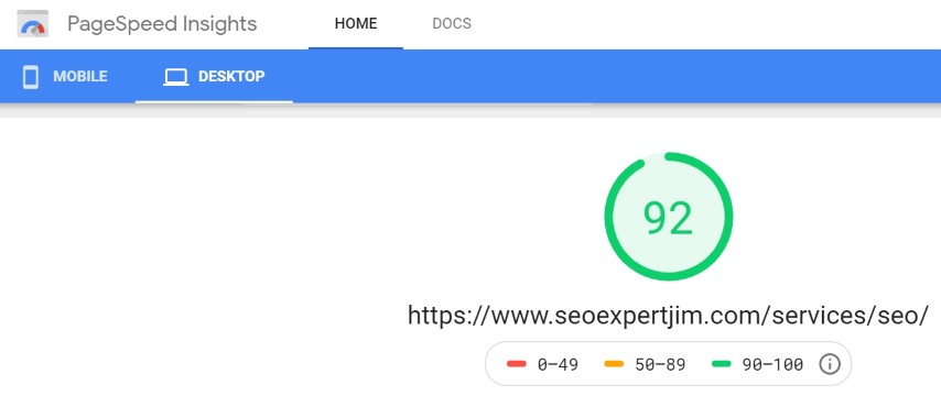 Google Pagespeed Insights Score