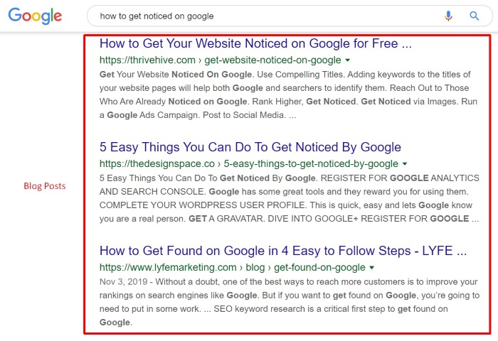 How to get noticed on google search results